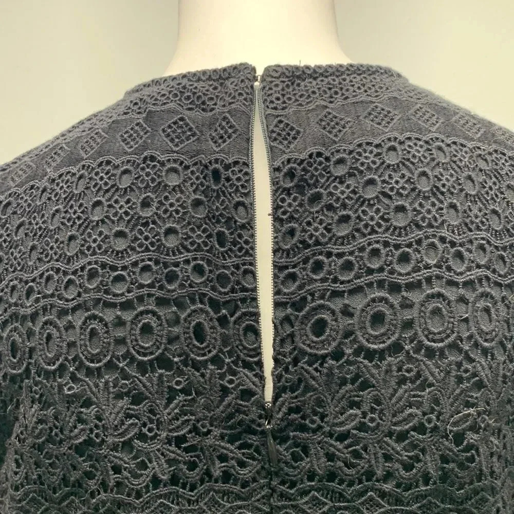 Shoshanna Gabby Dress Mini Mosaic Lace Semi Sheer See Thru Black Nude Size 8 - Picture 7 of 12